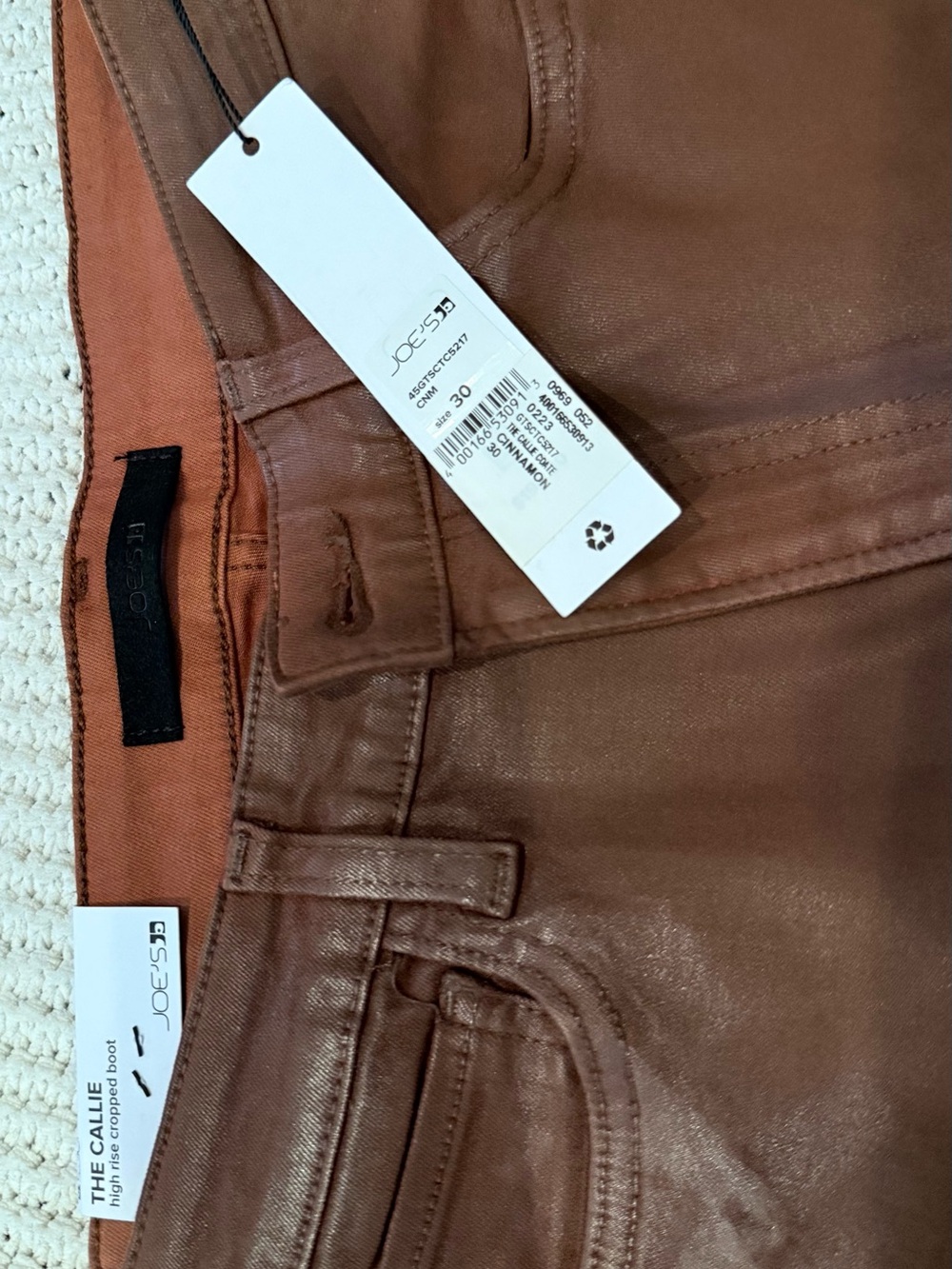NWT Joe's Jeans The Callie high rise cropped boot coated denim Jeans in Brown - Picture 4 of 4